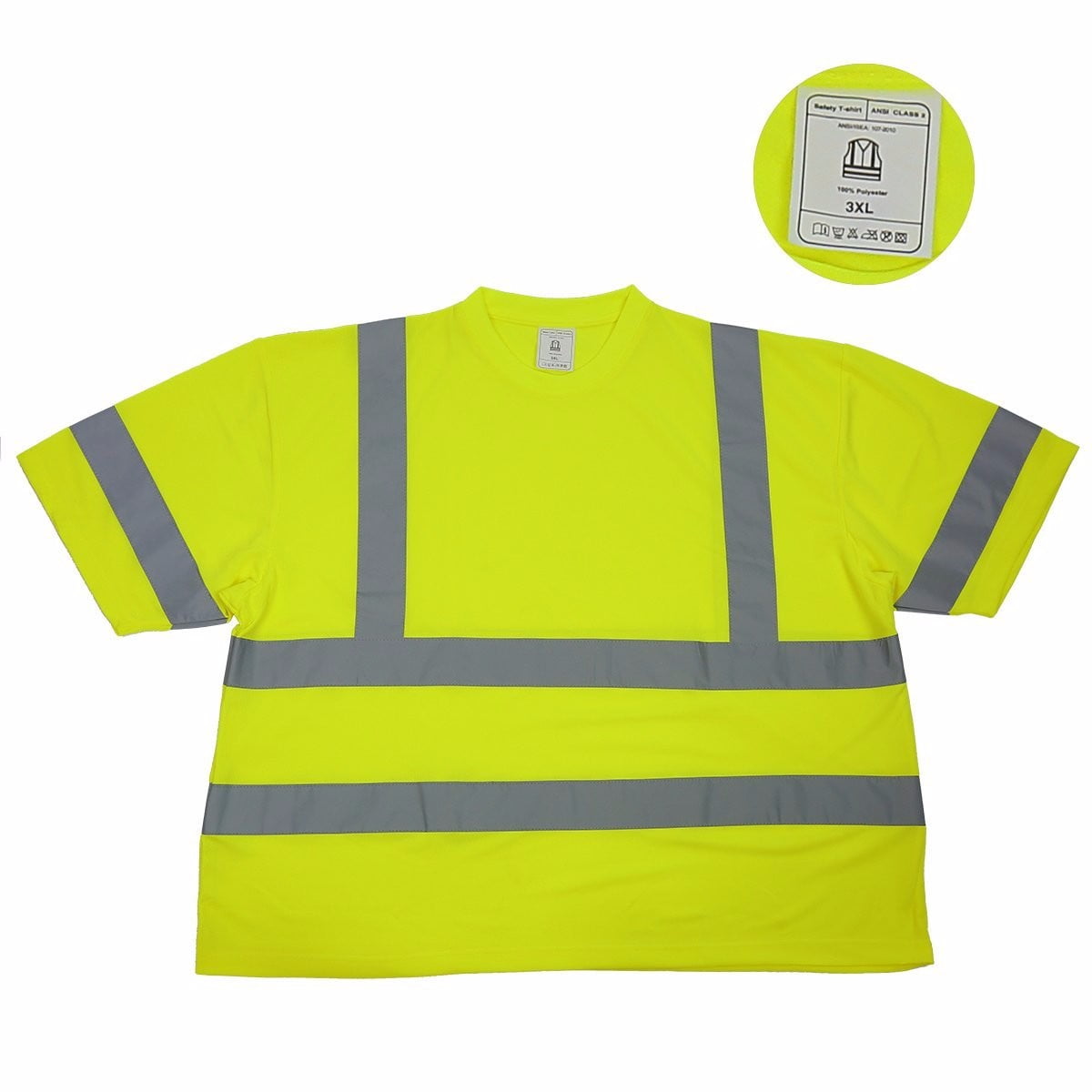 140GSM High Visibility Neon Green Safety Vest with Reflective Strips ANSI ISEA, XXXLarge