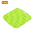 thumbnail image 3 of Unique Bargains 4pcs Kitchen Pot Pan Mat Placemat Table Trivet Insulation Silicone Dish Pad Heat Resistant Coasters-Green, 3 of 5
