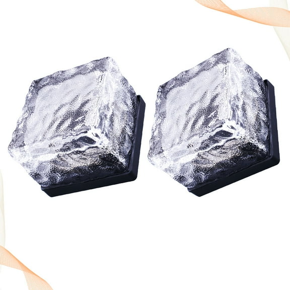Raindrops  2 Pcs Solar Ice Rocks Waterproof Bricks outside Driveway White