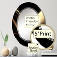 thumbnail image 3 of Designart "Surreal Tides in Gold and Black IV" Fractals Round Wall Mirror - Modern Oval Printed Decorative Oversized Mirror - Multiple Color Options, 3 of 4