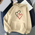 thumbnail image 2 of WXLWZYWL Trendy Sweatshirts For Women 2023 Women'S Comfortable Sweater Heart Pattern Printed Women'S Hooded Pocket Drawstring Sweater, 2 of 4
