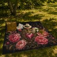 thumbnail image 7 of Flaming Jeweled Heart Surrounded by Pink Peonies, Soft Flannel Blanket with Baroque Floral Illustration Print, Housewarming Gift and Home Decor for Bedroom and Living Room, 7 of 7