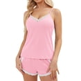 thumbnail image 2 of QYLUX Womens Pajama Sets Ultra Soft Lingerie Sleepwear 2 Piece Cami Shorts Set V Neck Pj Lace Nightwear, 2 of 7
