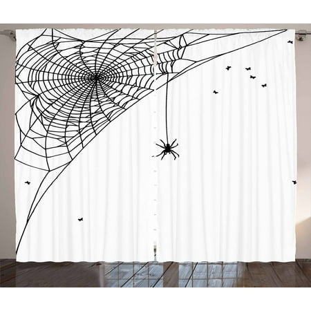 Spider Web Curtains 2 Panels Set Corner Cobweb With A Hanging