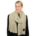thumbnail image 3 of C.C Women's Ultra Soft Chenille Ribbed Thick Warm Knit Shawl Wrap Scarf-Beige, 3 of 4