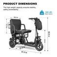 thumbnail image 4 of QEEKA Foldable 3 Wheel Mobility Scooter for Seniors and Adults,Fits in Car Trunk,Lightweight & High-Power 700W,300lbs Capacity,20 mile Range,Black, 4 of 24