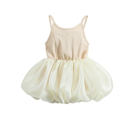 

Qtinghua Toddler Baby Girl Tutu Dresses Casual Sleeveless Strap Ballet Dance Dress Princess Summer Cami Dress Apricot 12-18 Months