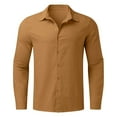 thumbnail image 6 of UVEASISHA Sales Today Clearance Big and Tall Casual Button Down Shirts for Men Cotton Linen Long Sleeve Lapel Shirt Solid Color Loose Fit Summer Vacation Beach Shirts Khaki 4XL, 6 of 6