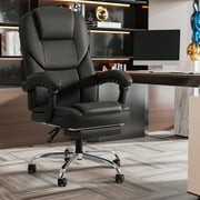Furmax Reclining Massage Computer Chair Ergonomic Executive Office Chair Height Adjustable Leather Chair With Armsrests,Black