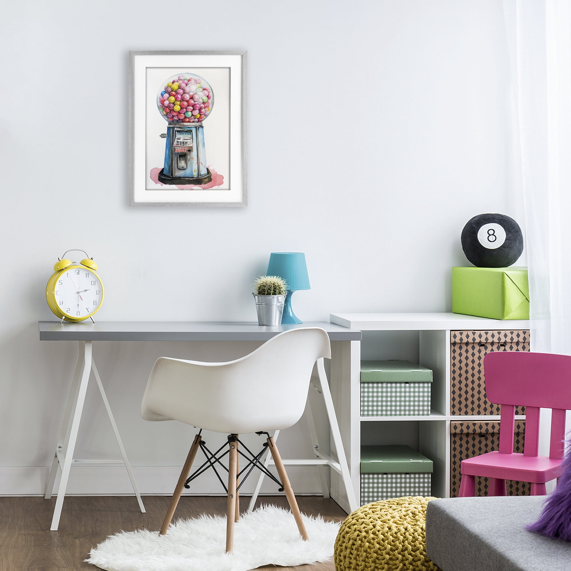 Stupell Industries Retro Gumball Machine Gray Framed Print Under Glass, design by Ray Powers