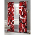thumbnail image 5 of Red Geometric Semi Sheer Curtains 108 Inch Length 2 Panels Set, Modern Abstract Black White Striped Lines Sheer Kitchen Curtain Privacy Voile Window Curtain for Living Room Bedroom Rod Pocket Drapes, 5 of 7