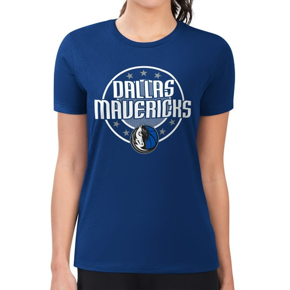 Women's G-III 4Her by Carl Banks Blue Dallas Mavericks Super-Slim Lightweight Pinstripe Circle Graphic T-Shirt