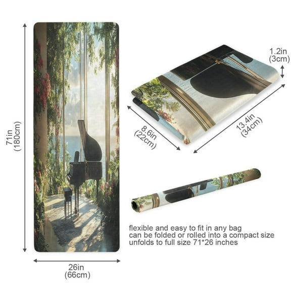 BZSMCE Yoga Mat Women Piano Sunlit Room Fitness Mat