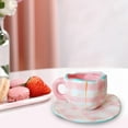 thumbnail image 4 of Taza de café de cerámica irregular, grande con bandeja, taza para beber, taza de té de 250 ml para , café, oficina en casa, Nad, Rosa blanco SM SunniMix taza de café con leche, 4 of 7
