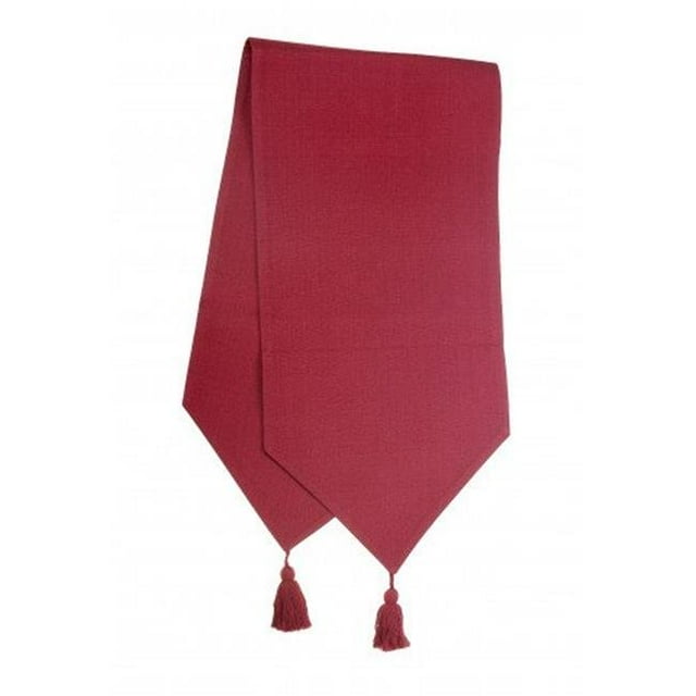 13 x 54 in. Ribbed Table Runner with Tassels, Burgundy