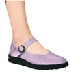 thumbnail image 4 of Xfvqtps Womens Mary Jane Flats Leather Upper Rubber Sole EVA Insole Buckle Strap Comfortable Closed Toe Casual Stylish Business Work Purple, 4 of 9