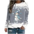 thumbnail image 1 of Rbaofujie Chandails pour Femmes Tendance Noël Mode Décontractée Imprimé Col Rond Ample Manches Longues Blouse Chandails en Molleton Gris Automne Chandails à Capuchon pour Femmes, 1 of 3
