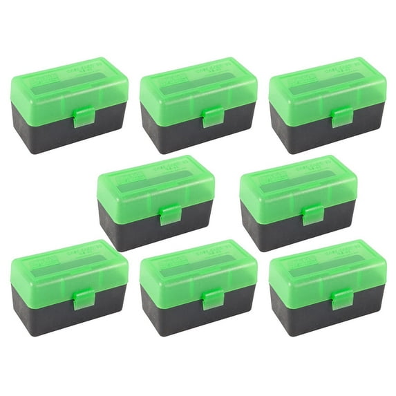 MTM 50 Round Flip-Top .22-250 to 7.62 X 39 Win Ammo Box - Green Black (8 Pack)