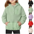 thumbnail image 4 of Fmbrln Girls 1/4 Button Fleece Hoodies Long Sleeve Solid Color Hooded Sweatshirts Comfy Lightweight Pullover Sweatshirts with Pockets, Sizes 5-13Y, 4 of 4
