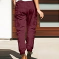 thumbnail image 5 of Edvintorg Cargo Pants Womens Fashion Streetwear Women Plus Size Pants with Drawstring Casual Solid Elastic Waist Pocket Loose Pants Trousers Women Wine L, 5 of 7