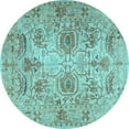 thumbnail image 1 of Ahgly Company Indoor Round Persian Light Blue Traditional Area Rugs, 5' Round, 1 of 4