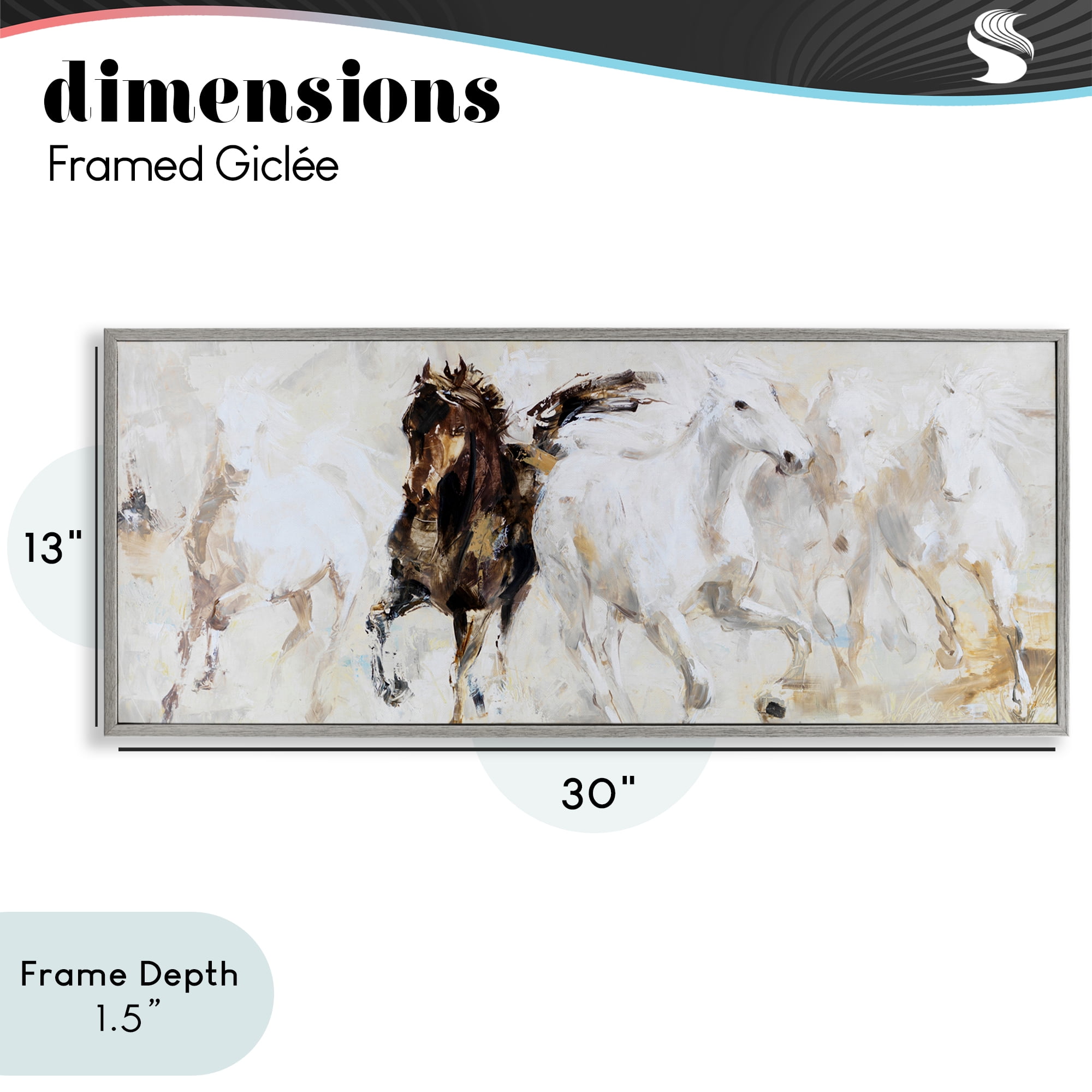 Stupell Industries Dancing Horses Abstract Scene Gray Framed Giclee Art, design by Lorenzo Collective
