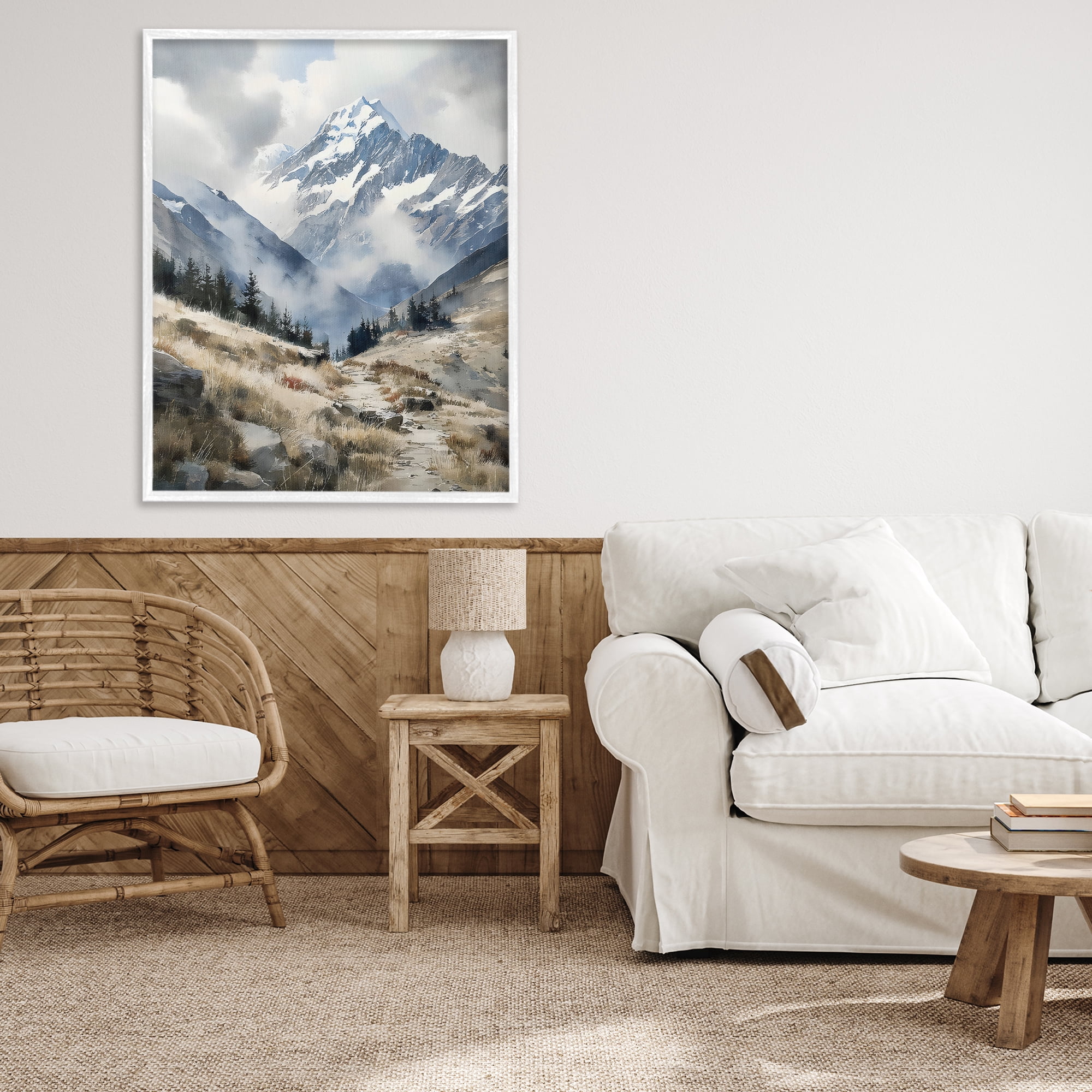 Stupell Industries Snow Caps Mountain Peaks White Framed Giclee Art, design by Franklyn Gregory