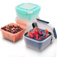 thumbnail image 1 of 3Pcs Fridge Storage Containers with Lids Fruit Container for Fridge Plastic Drain Basket Removable Strainer Airtight Food Storage Containers Portable Freezer Organisers for Kitchen, 1 of 9