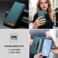 thumbnail image 2 of Funda Tipo Cartera de Cuero Sintético para Samsung Galaxy S22 Bloqueo RFID, con Ranuras para Tarjetas y Bolsillo para Efectivo, Cierre Magnético Fuerte Verde, 2 of 6