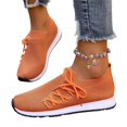 thumbnail image 2 of Domuza Unisex Breathable Hollow Fly Knit Sneakers, Sock Slip On Lace Up Lightweight Flexible Casual Walking Shoes with Two-Tone Non-Slip Outsole Orange 7（EU-38）, 2 of 6
