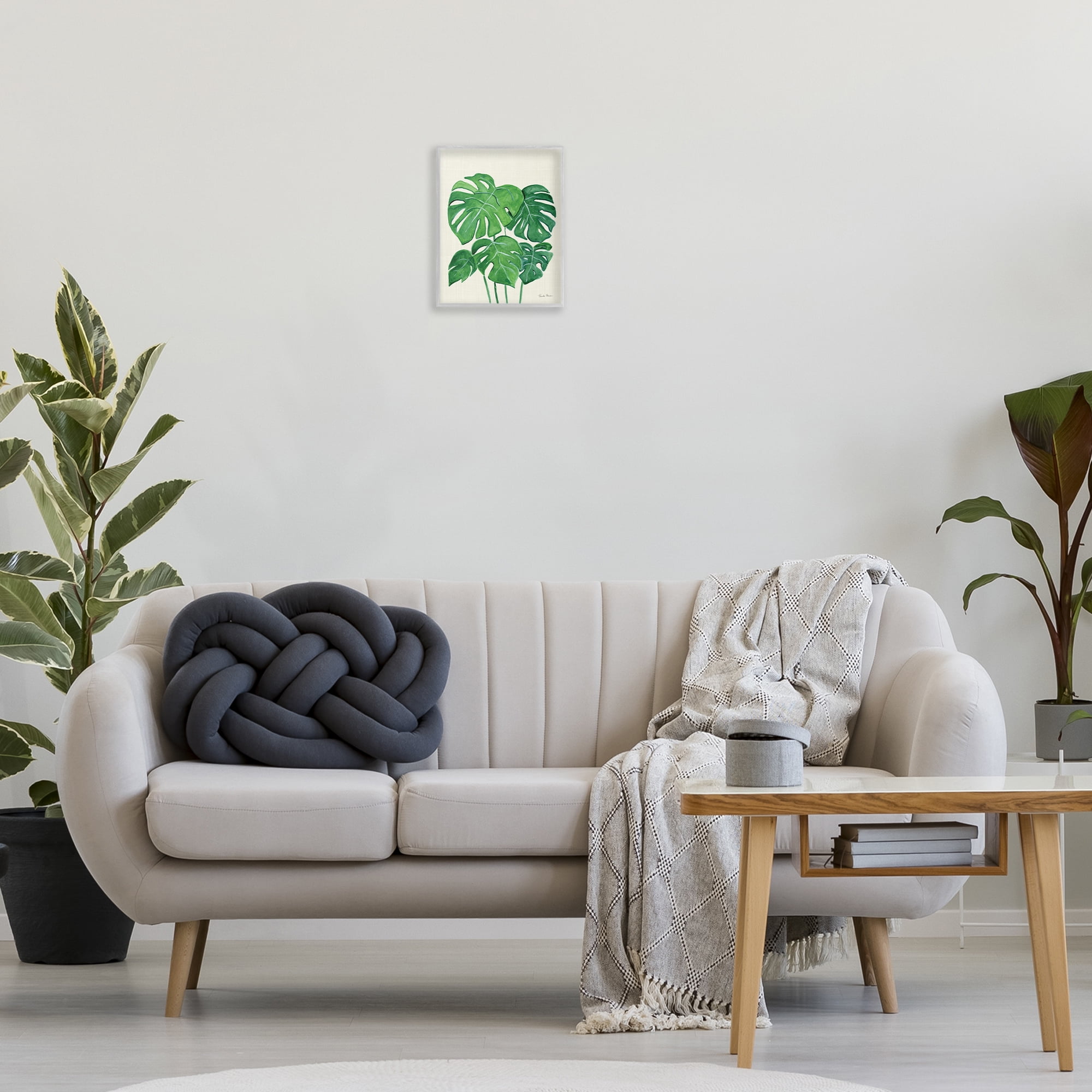 Stupell Industries Green Monstera Bundle Botanical & Floral Painting Gray Framed Art Print Wall Art, 11 x 14