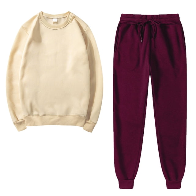 Besolor Ensemble 2 Pcs pour Femmes Survêtements Décontractés Pull Col Rond Chandail en Molleton et Pantalons de Jogging Ensembles d'Entraînement Survêtements