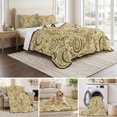 thumbnail image 6 of Twin Quilt Set 68''x86'', Beige Brown Green Lightweight Summer Bedspread Coverlet Set with 2 Pillow Shams, Retro Botanical Abstract Art Breathable All Season Quilt Bedding for Dorm/Bedroom, 6 of 9