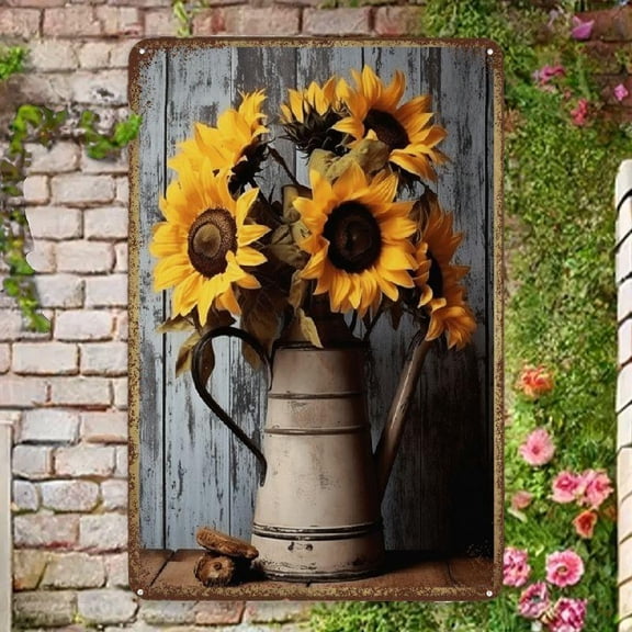 Sunflower Pictures Farmhouse Wall Art: Rustic Sunflower Paintings Canvas Wall Art For Kitchen, Yellow Sunflowers Vintage Poster Hanging Country Wall Decor For Home Living Room Bedroom