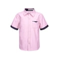 thumbnail image 1 of Aislor Chemise Habillée Garçon Couleur Unie Col Rabattu Boutonné T-Shirts Uniforme Scolaire Formel Rose 110, 1 of 7