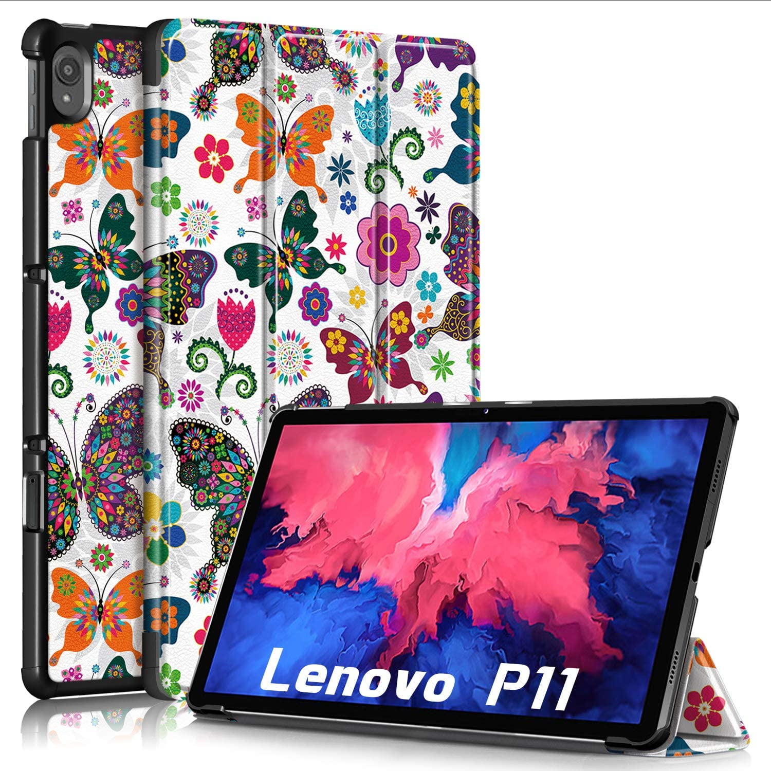 Epicgadget for Lenovo Tab P11 Plus Case - Auto Wake/Sleep Slim Lightweight  Folding Stand Smart Cover Case for Lenovo Tab P11 & Lenovo Tab P11 Plus 11  Inch Tablet (Butterfly) 