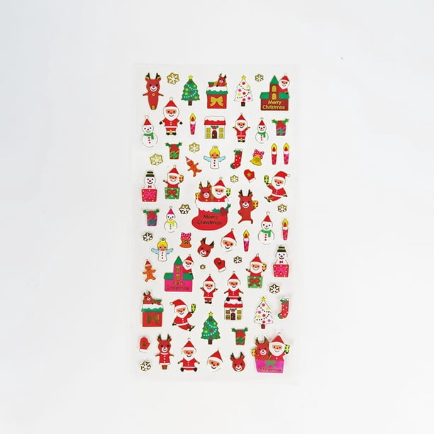 Pegatinas navideñas DIY con estampado en caliente, regalo decorativo transparente de PVC, pegatinas navideñas de recompensa para niños con dibujos animados