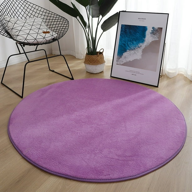 XmhyTop-A Alfombra redonda de 60 x 60 cm, supersuave, estilo minimalista y moderno para dormitorio y sala de estar, 1 pieza, color morado.