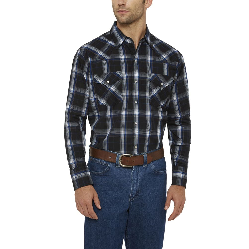 Ely Cattleman Mens Long Sleeve Plaid Western Shirt - Walmart.com