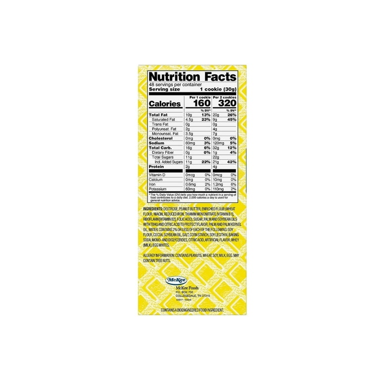 Nutty Bars Nutrition Label