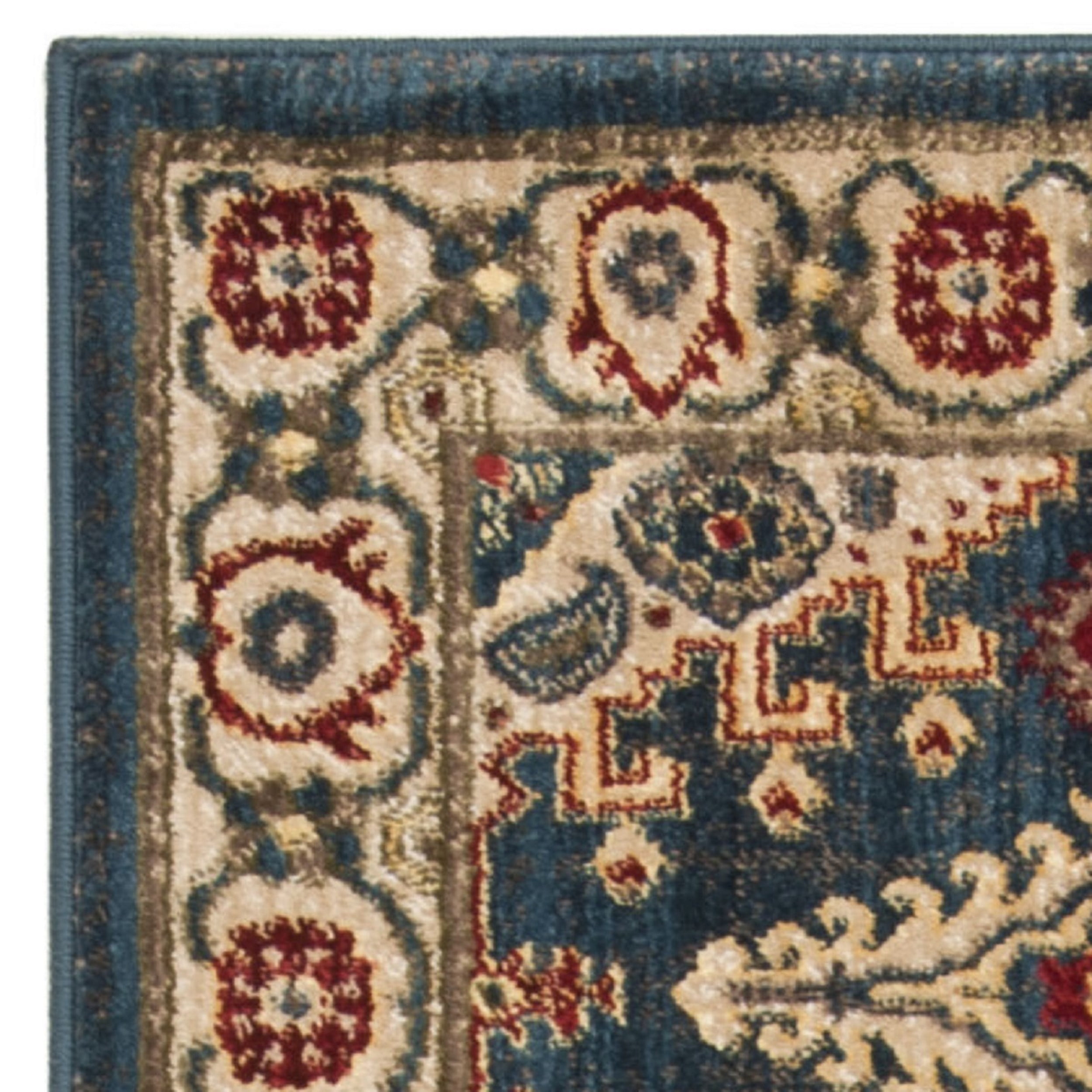 SAFAVIEH Kashan Pemala Oriental Runner Rug, Navy Blue/Ivory, 2'6" x 8'
