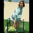 thumbnail image 4 of Conjunto Deportivo de Dos Piezas A Rayas para Mujer, Chándal Extragrande, Top y Pantalones Cortos con Bolsillos, Verde M, 4 of 9