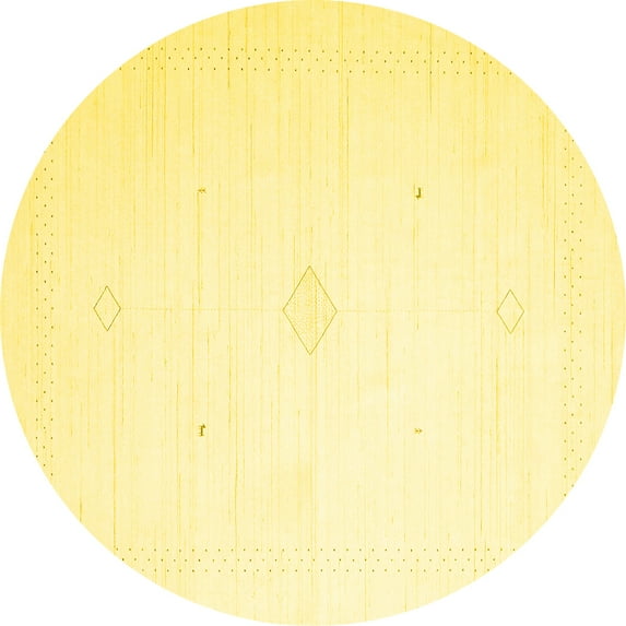 Ahgly Company Indoor Round Solid Yellow Modern Area Rugs, 4' Round