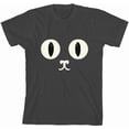 thumbnail image 3 of Oversized Cat Face Youth Charcoal Crew Neck Short Sleeve Tee-XS, 3 of 4