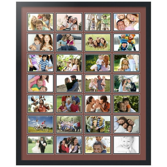 ArtToFrames Collage Photo Picture Frame with 28 - 4x6" Openings, Framed in Black with Brique and Black Mats (CDM-3926-2071)