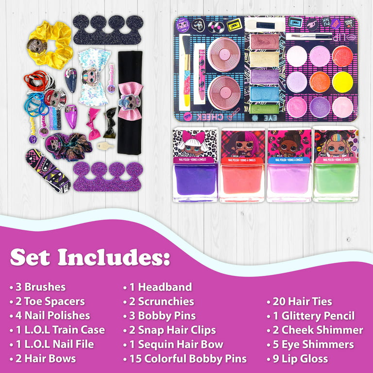 Townley Girl Train Case Cosmetic Makeup Set for Girls, Ages 3+