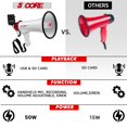 thumbnail image 5 of 50W Portable Megaphone with Bluetooth & Siren – 300m Range Bullhorn Speaker, Built-in Recording & USB/SD Playback for Crowd Control, 5 of 12