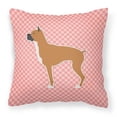 thumbnail image 1 of Carolines Treasures BB3653PW1818 Boxer Checkerboard Pink Fabric Decorative Pillow, 1 of 1