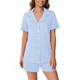 thumbnail image 5 of Ekouaer Pajamas Set for Women 2 Piece Pjs Short Sleeve Sleepwear Button Down Lounge Shorts Sets, 5 of 6