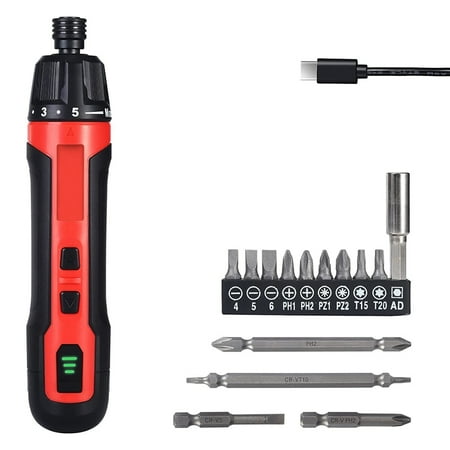 

Electric Screwdriver 3.6V Cordless Screwdriver Adjustable 6N.M Screwdriver Set with 15 Pcs Magnetic Bits